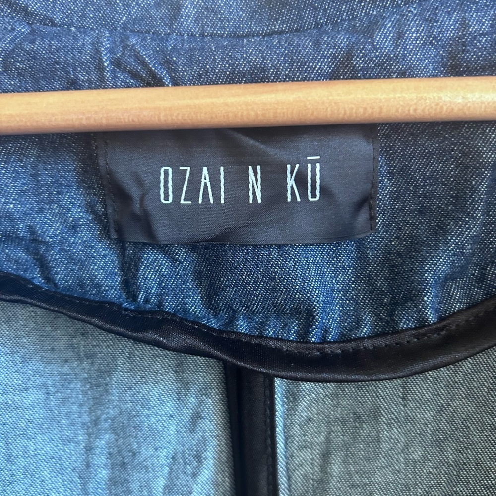 Ozai N Ku Crinkle Patchwork Shirt Jacket in Denim - Picture 5 of 8